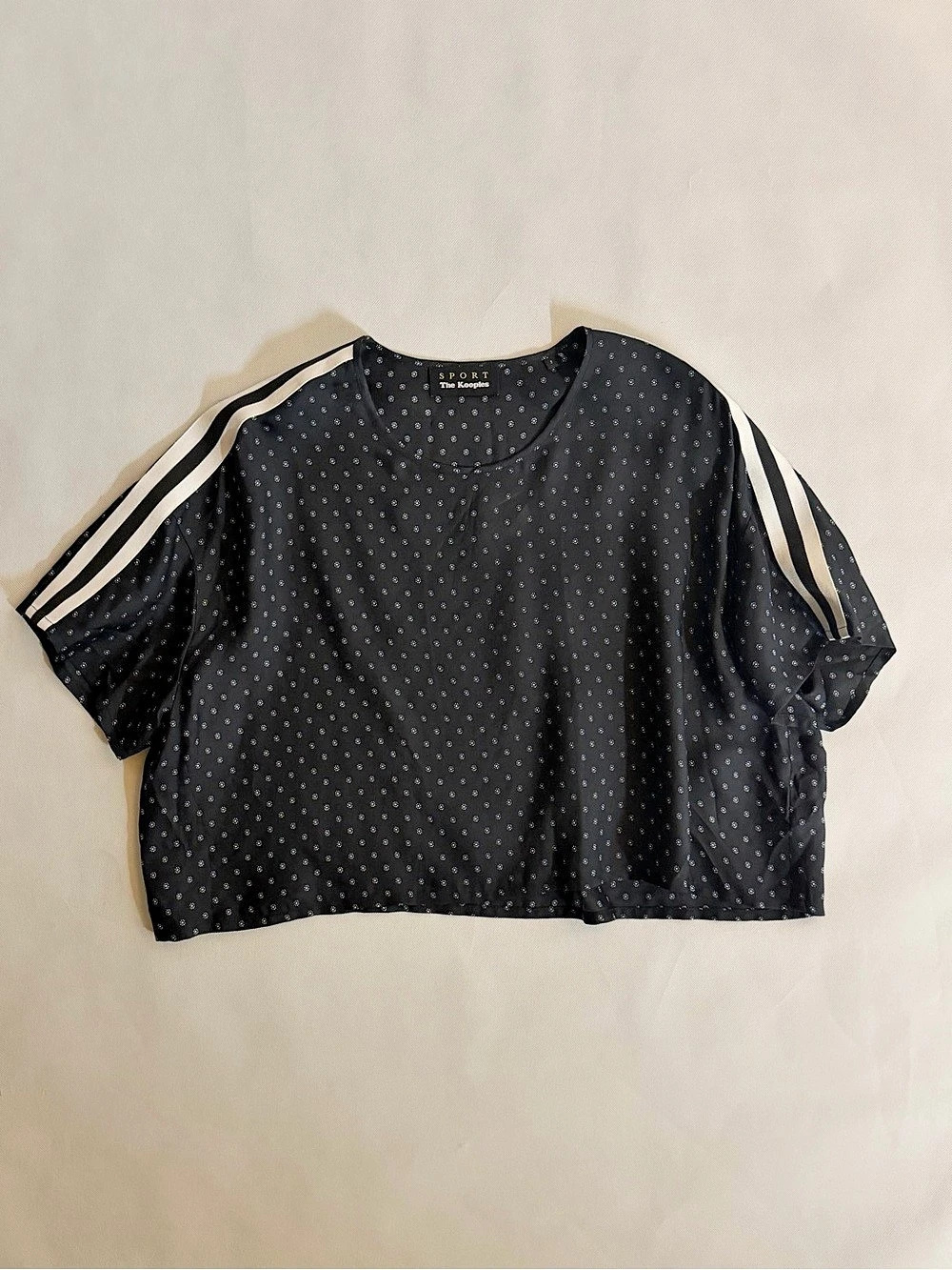 The Kooples Sport Silk Blend Printed Stripe Top Size 2
